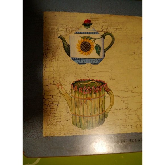 Pimpernel Placemats Tea in the Garden Julie Huber England Teapot Blue Set of 4 - Picture 7 of 10